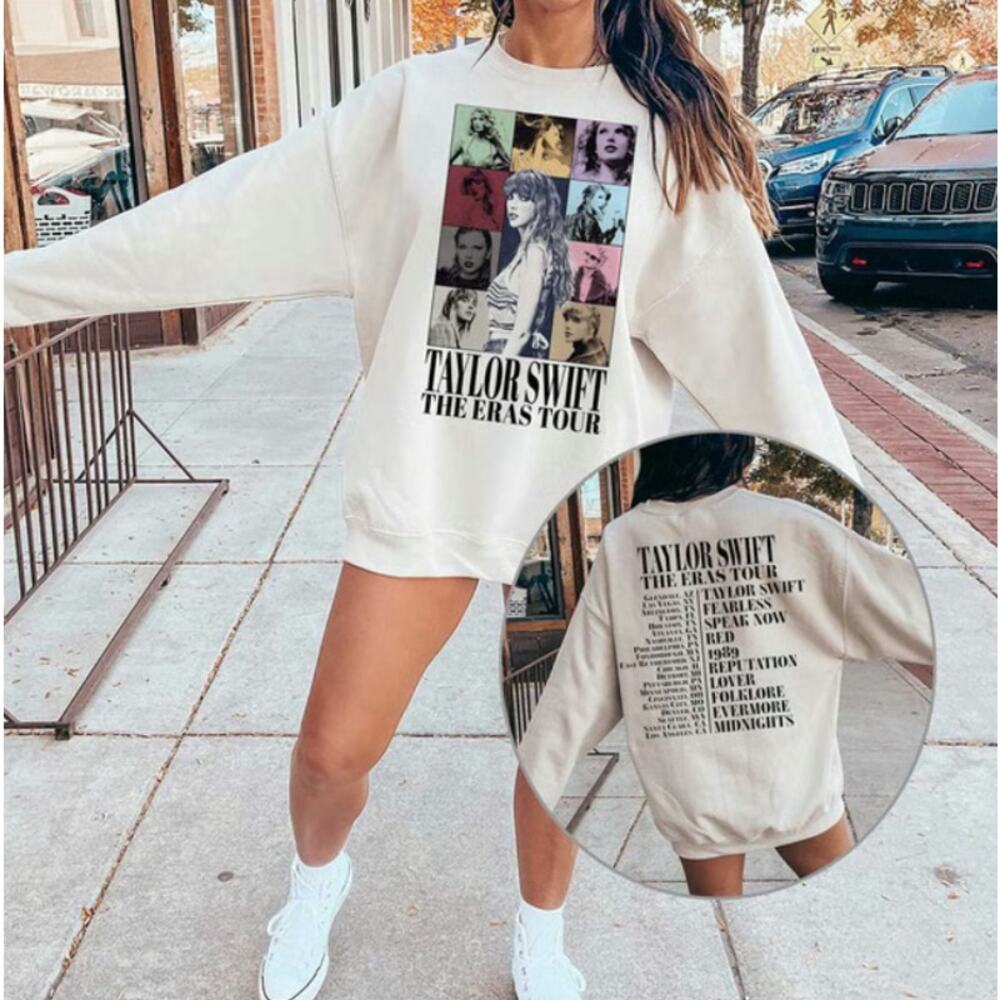 Gildan Taylor Swift The Eras Tour Women Fleece Pullover Sweatshirt Size S White